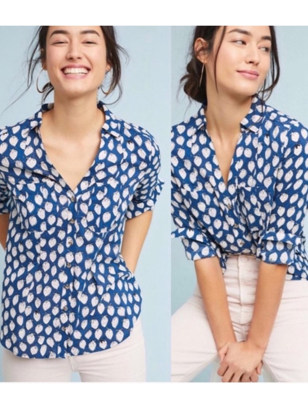 Anthro Maeve Rochelle Strawberry Print Top Sz 4